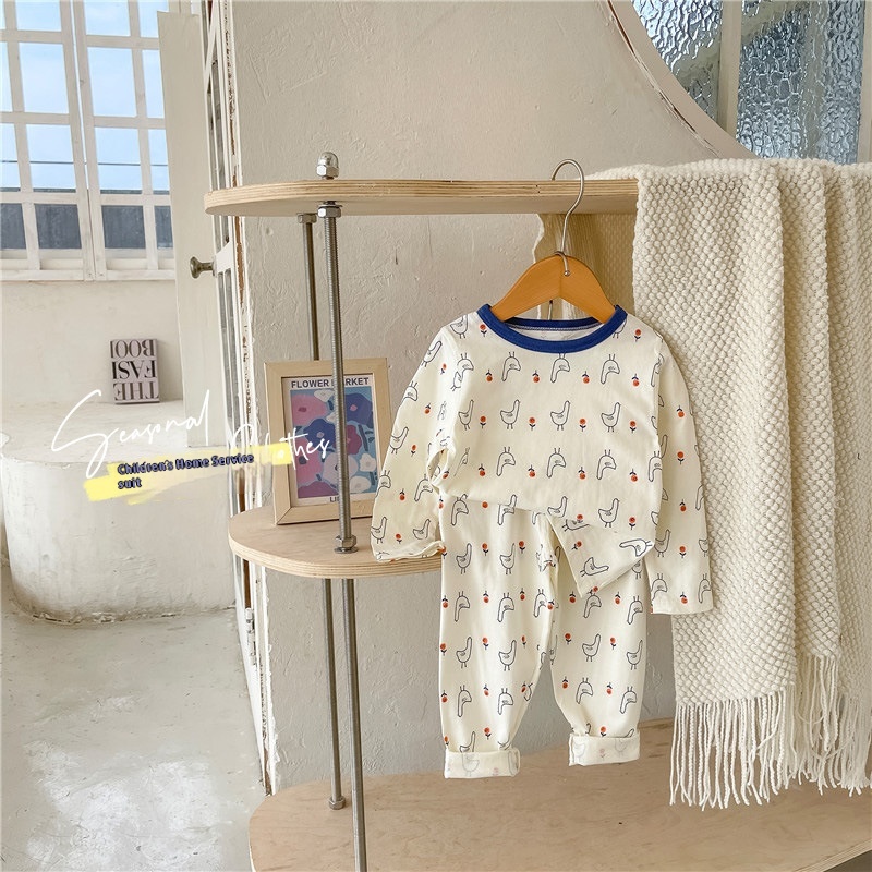 Children's Home Clothes Pure Cotton Boys Autumn Clothes Autumn Trousers Suits Girls Baby Pajamas Baby Pajamas Spring And Autumn Children's Clothing