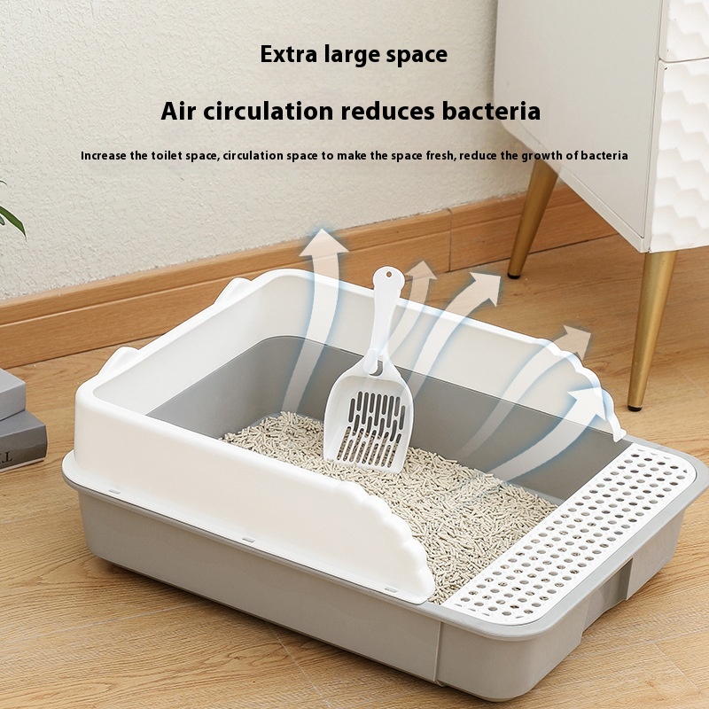 Cat Litter Box Large Size Super Large Semi-enclosed Cat Toilet Odor-proof Anti-sand Small Kitten Litter Box Cat Supplies