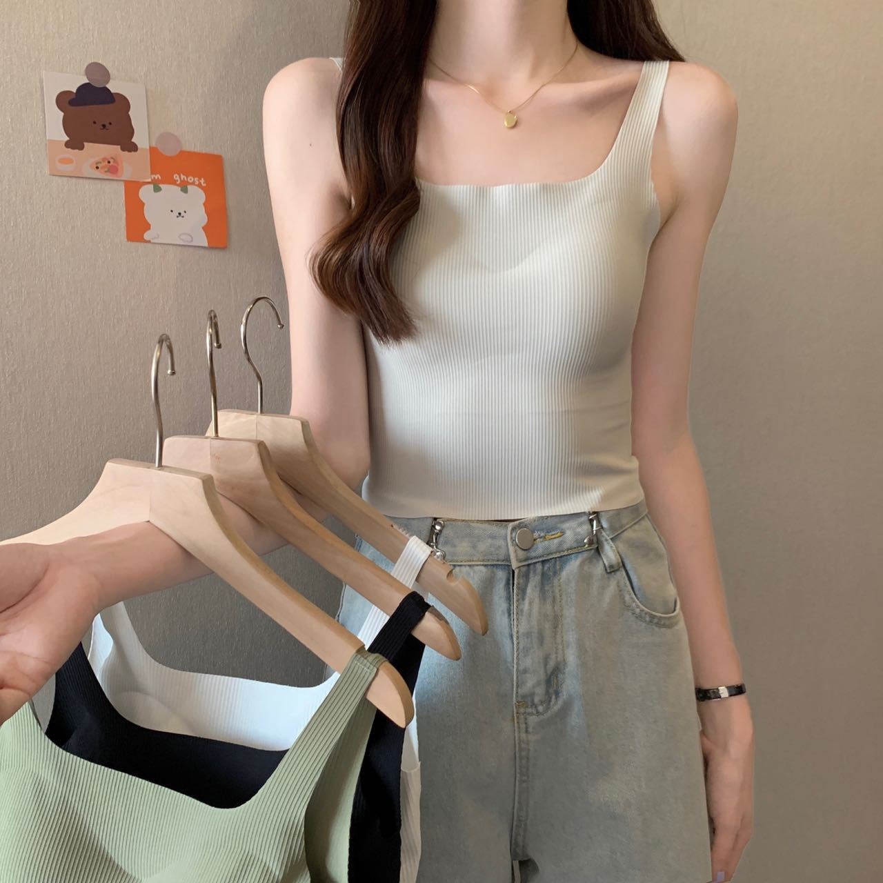 Summer Sports Style Camisole Vest For Women,Seamless Underwear With Chest Pads For Inner Wear,Beautiful Back,Ice Silk Camisole Tube Top