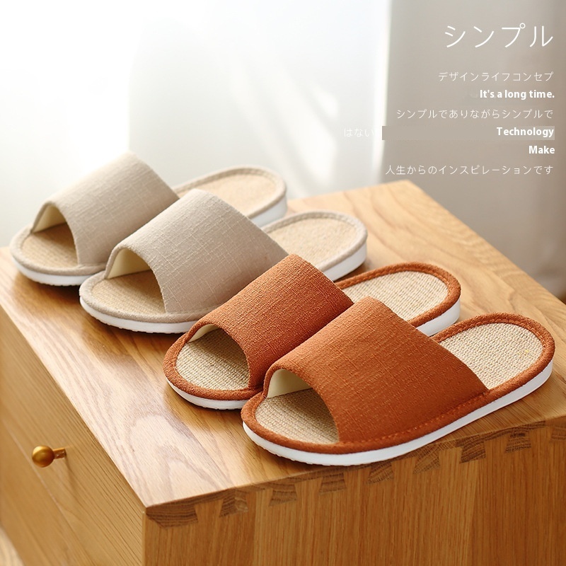Linen Slippers Thick Sole Women Home Household Summer Indoor Soft Bottom Silent Men's Cotton And Linen Slippers Step On Shit