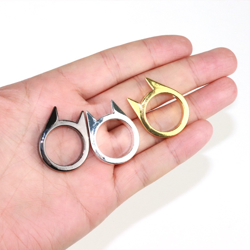 Self-defense Cat Ear Single Finger Buckle Ring Window Breaker Women's Anti-wolf Men's Outdoor Products Single Finger Buckle