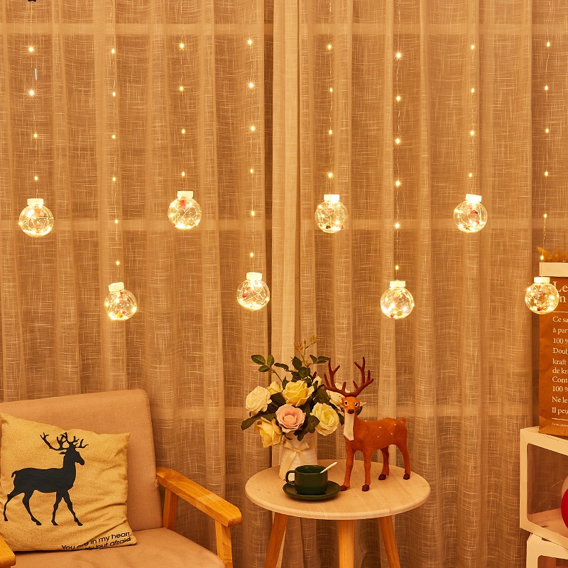 SLed Copper Wire Curtain Lights Christmas Lights Colored Lights Holiday Lights String Ing Ball Decorative Lights