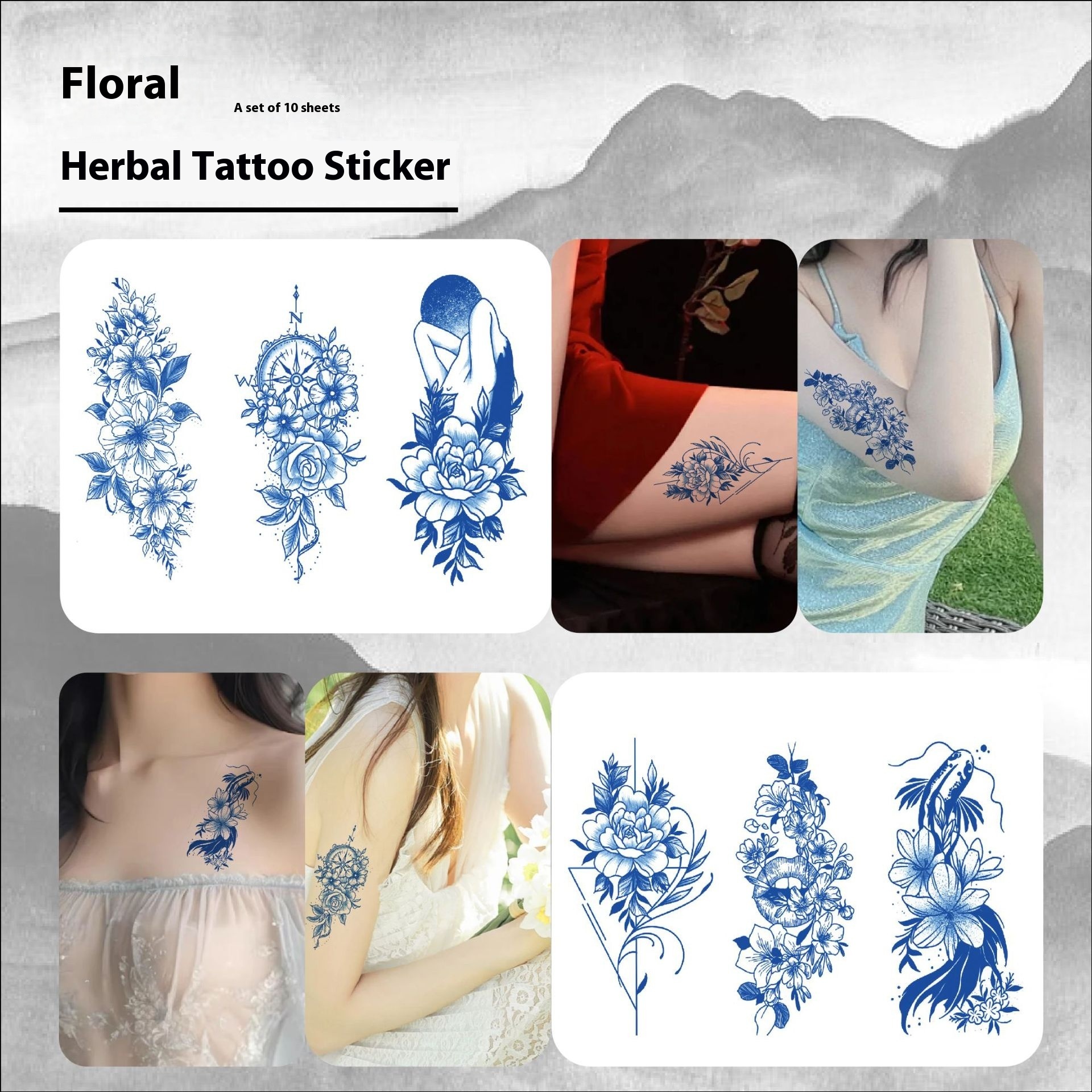 Herbal Tattoo Sticker Tattoo Color Butterfly Flower Simulation High Sexy Juice Tattoo Sticker