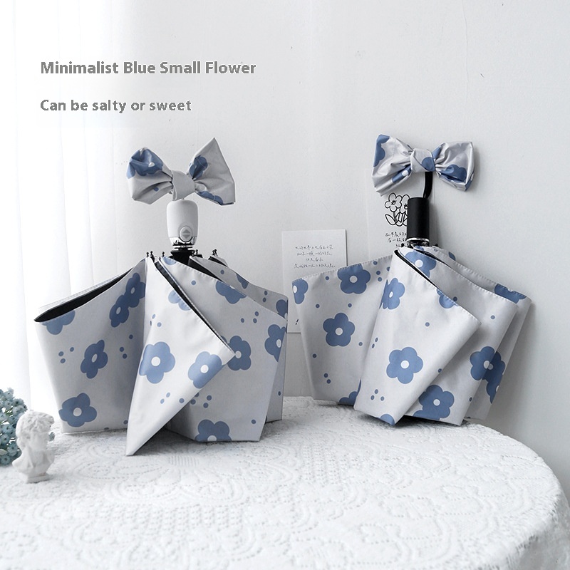 Small Fresh8 Bone Color Automatic Black Glue Sunscreen Anti-ultraviolet Umbrella Korean Female Personality Creative Parasol