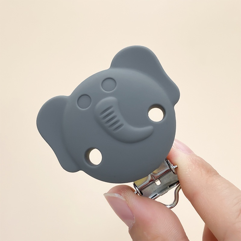 Elephant Silicone Pacifier Clip DIYCartoon Pacifier Chain Iron Clip Molar Anti-drop Chain Pacifier Clip