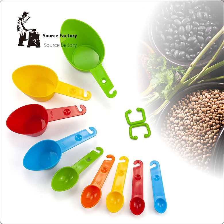 Direct Pointed Colored Plastic Measuring Cup Measuring Spoon9-piece Set DIYBaking Utensils With Scale Seasoning Measuring Spoon