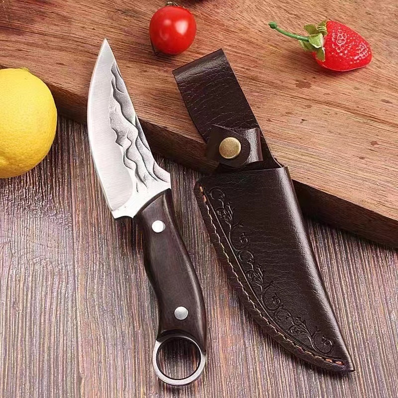 Forged Outdoor Knives, Barbecue Camping Style Hand-held Meat Knives, Multi-purpose Ring Knives, Cutting Meat And Deboning Fruit Knives