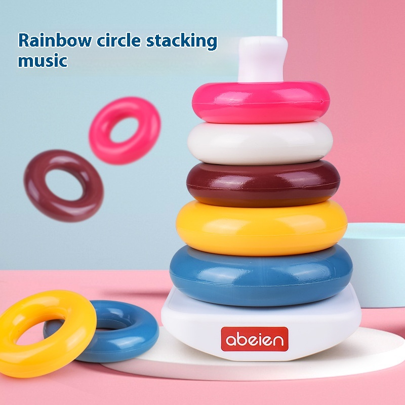 Rainbow Circle Stacking Game For Infants And Young Children Early Education Stacking Tumbler-style Layered Stacking Ring Baby Educational Toy