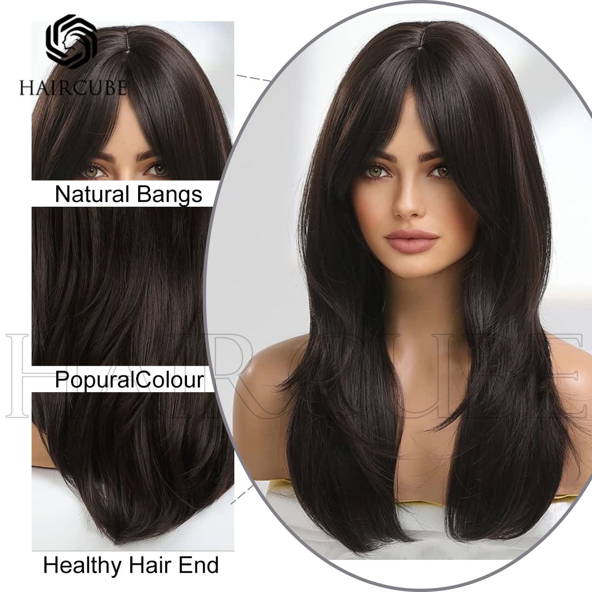 Foreign Trade Product Chemicals Hair And Makeup Women Black Eight-letter Shark Hair And Makeup Wigs Natural Realistic Everyday Use - 3