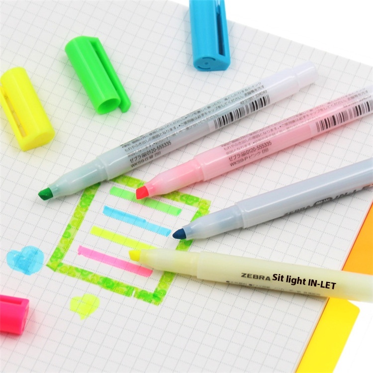 Japanese Zebra Zebra| W K S9 Highlighter| I N- L E T White Pole Transparent Highlighter Handheld Highlighter