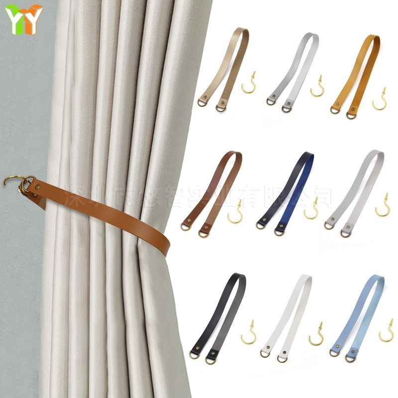 Punch-free Curtain Tie Creative Leather Bow Curtain Tie Rope Simple Drape Tie Back Strap