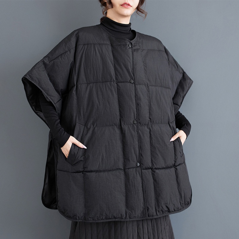 Autumn And Winter Japanese Style Plus Size Loose Retro Elegant Design Sense Cape Style All-match Cotton Vest Jacket For Women