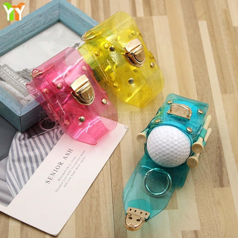Japanese And Korean Lock Golf Ball Bag Portable Mini Golf Ball Waist Hanging Bag Colorful PVCGolf Accessories