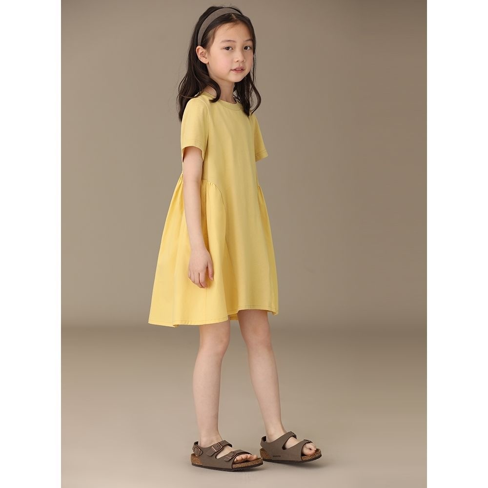Children's Clothing Summer Arrival Girls Splicing Wrinkled Short-sleeved Casual Loose T-shirt Dress Baby Princess Dress
