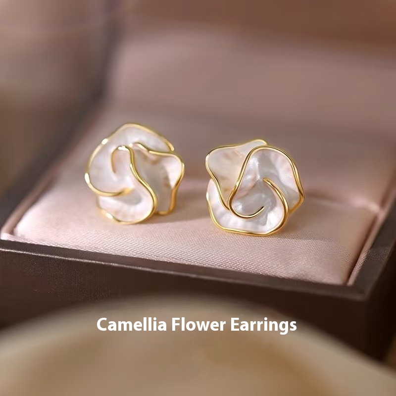 925 Silver Needle Camellia Earrings Explosions Niche High-end Earrings Light Luxury Earrings For Women