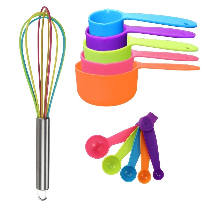 Colored Plastic Buckle Measuring Cup Measuring Spoon11-piece Set For Baking With Graduated Measuring Cup Measuring Spoon Egg Beater Set