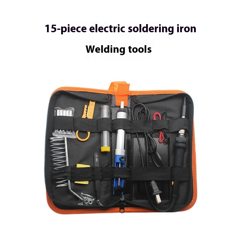 Electric Soldering Iron Adjustable Temperature Household Welding Small Electric Soldering Iron15-piece Set Electric Soldering Pen Tool Kit Set