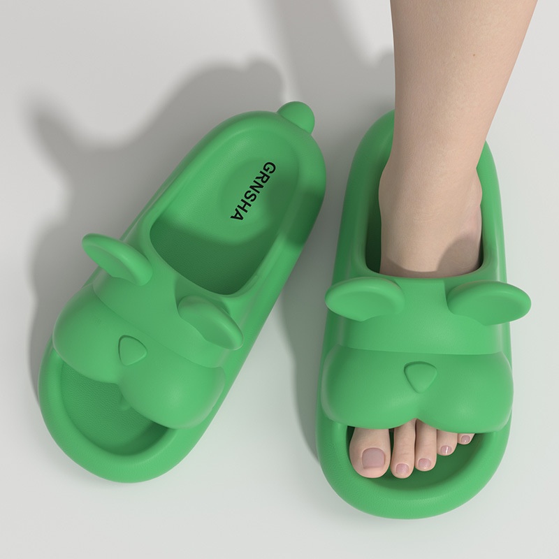 Cartoon Cute Dog Stepping On Shit Feeling Sandals For Women Summer Indoor Home Thick Bottom Non-slip Couple Slippers For Men