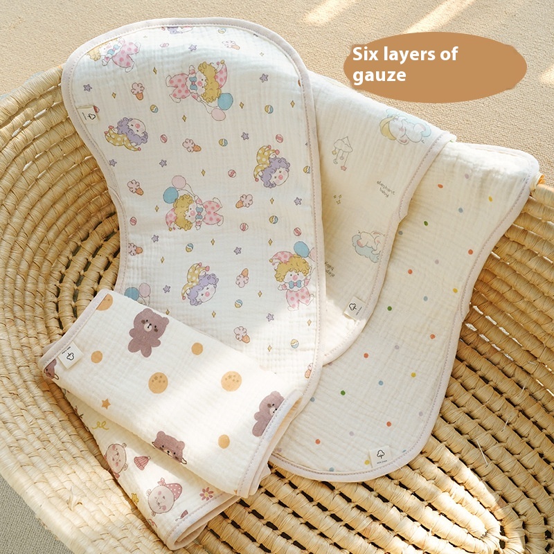 Baby Burp Towel Spit Milk Towel Six-layer Gauze Shoulder Pad Cartoon Baby Gauze Bibborn Saliva Towel