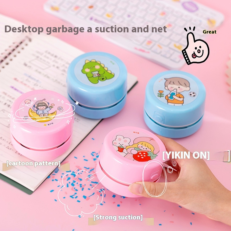 Mini Desktop Vacuum Cleaner For Primary School Students Battery-powered Wireless Cleaning Machine Eraser Keyboard Cleaner Compact And Portable