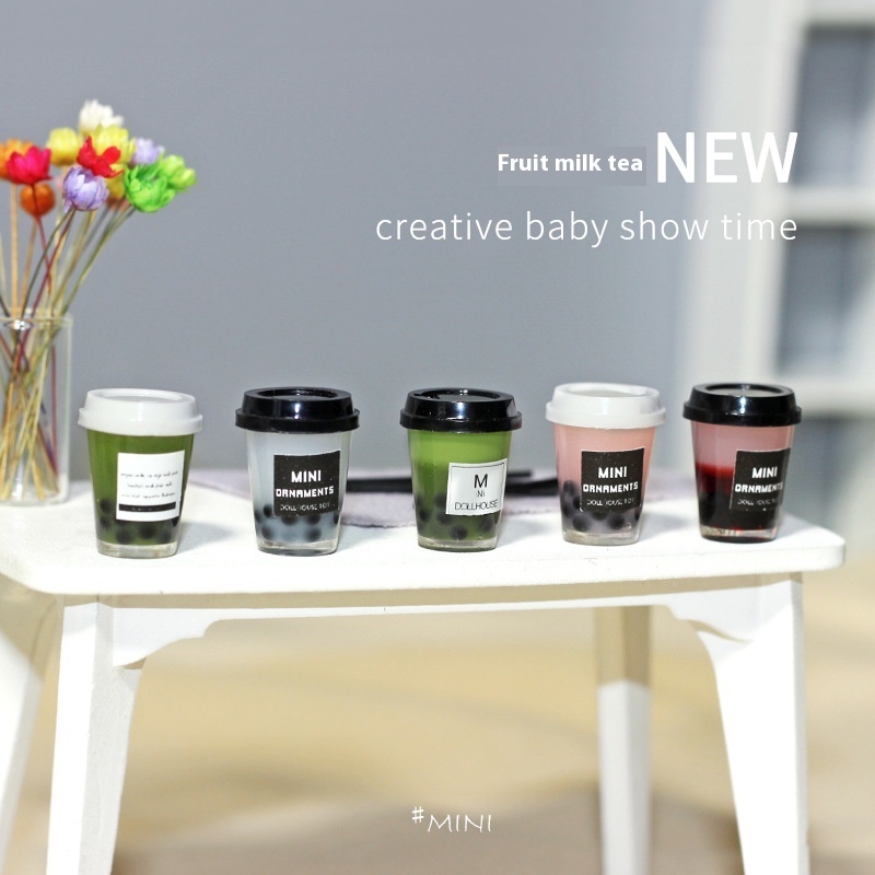1:12 Miniature Food,Play And Drink Ob11 Doll House Kitchen Accessories Mini Fruit Pearl Milk Tea Model I309