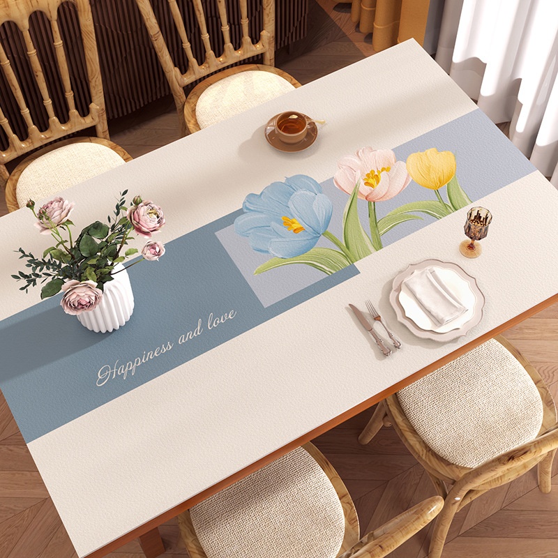 Simple Leather Table Mat Table Cloth Waterproof And Oil-proof Table Mat Washable Household Anti-scalding Rectangular Table Protection Pad