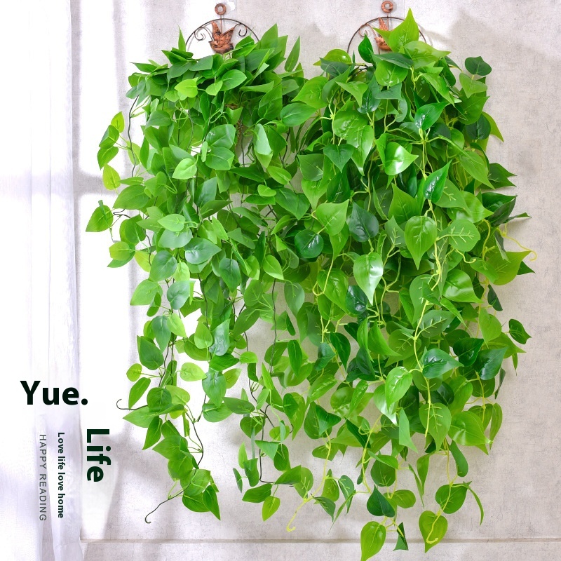 Decorative Shielding Wall Hanging Green Plants Simulation Hanging Basket Green Radish Fake Flowers Vine Wall Hanging Plants Spider Plant Vines Green Leaves Hanging