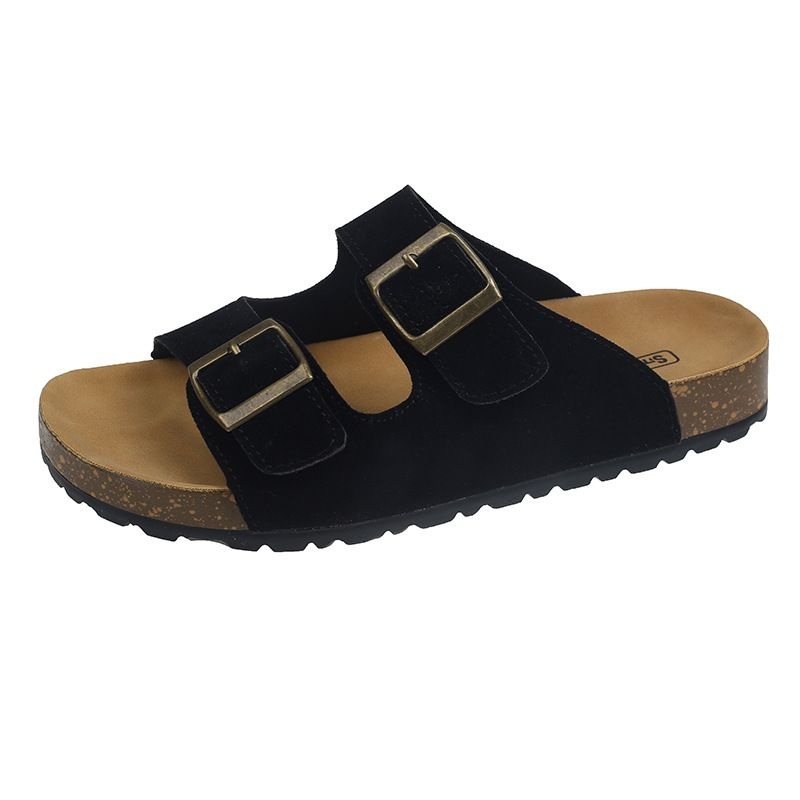 Gu Yun丨Thick-soled Birkenstock Sandals Style Fashionable Summer Outdoor Metal Buckle Retro Half-slippers For Women
