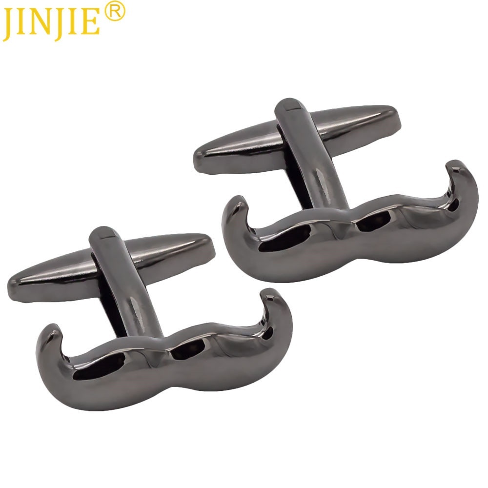 Boutique Electroplating Black Beard Shape Smooth Metal Cufflinks Foreign Trade Men's French Shirt Cufflinks
