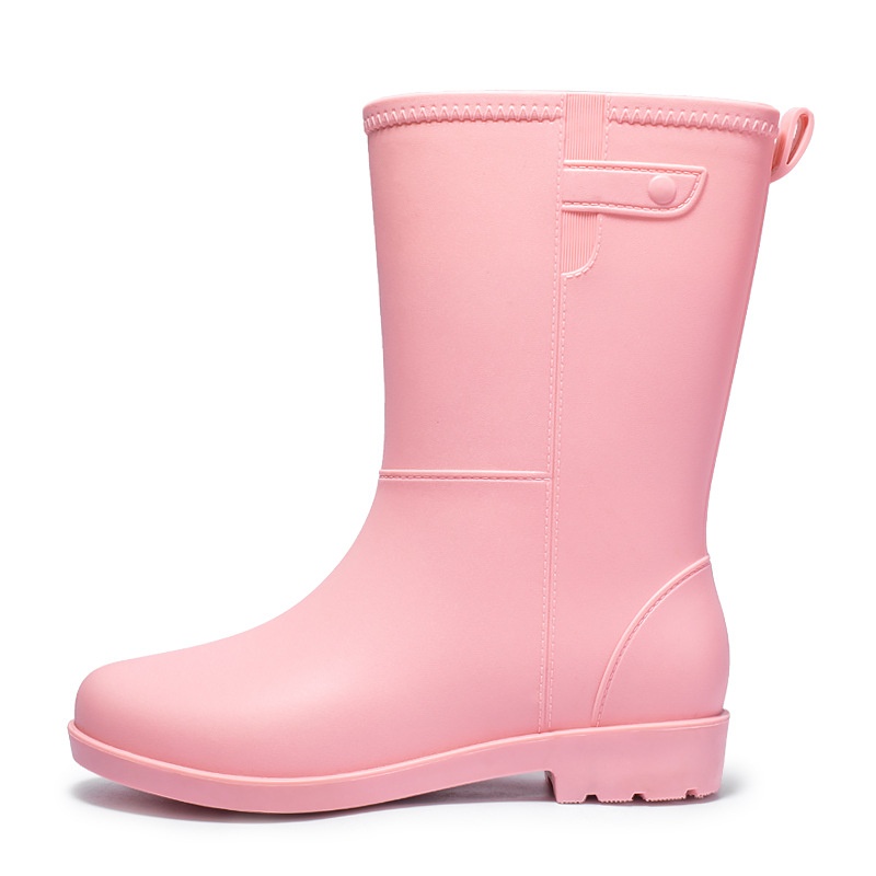 Anti-slip Waterproof Outer Wear Women's Rain Boots Mid-tube Plus Velvet Warm Rain Boots Women's
