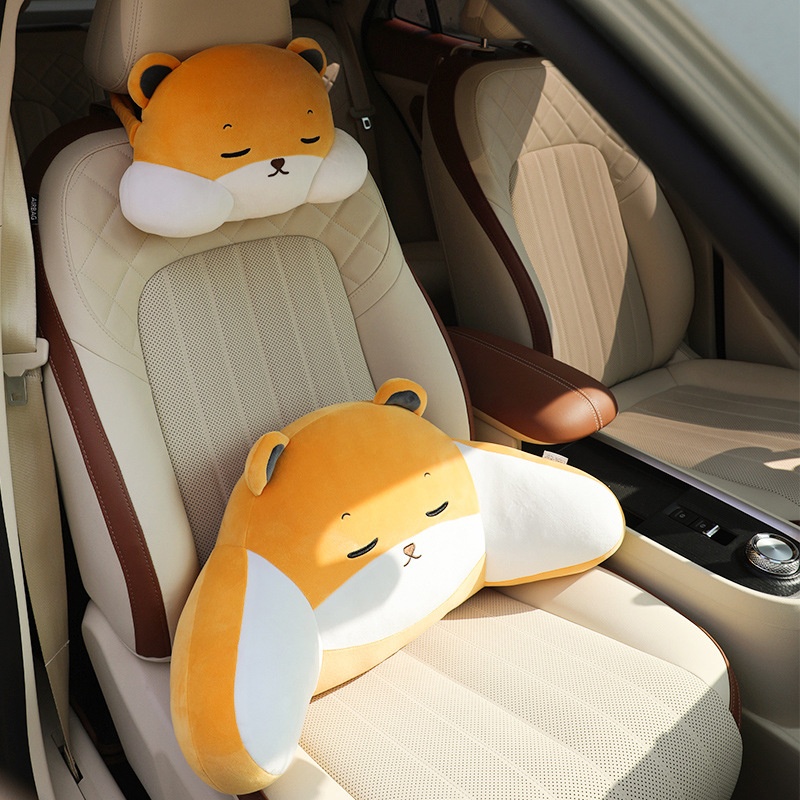 Cartoon Pp Cotton Car Headrest Car Waist Support Neck Pillow Plush Suit