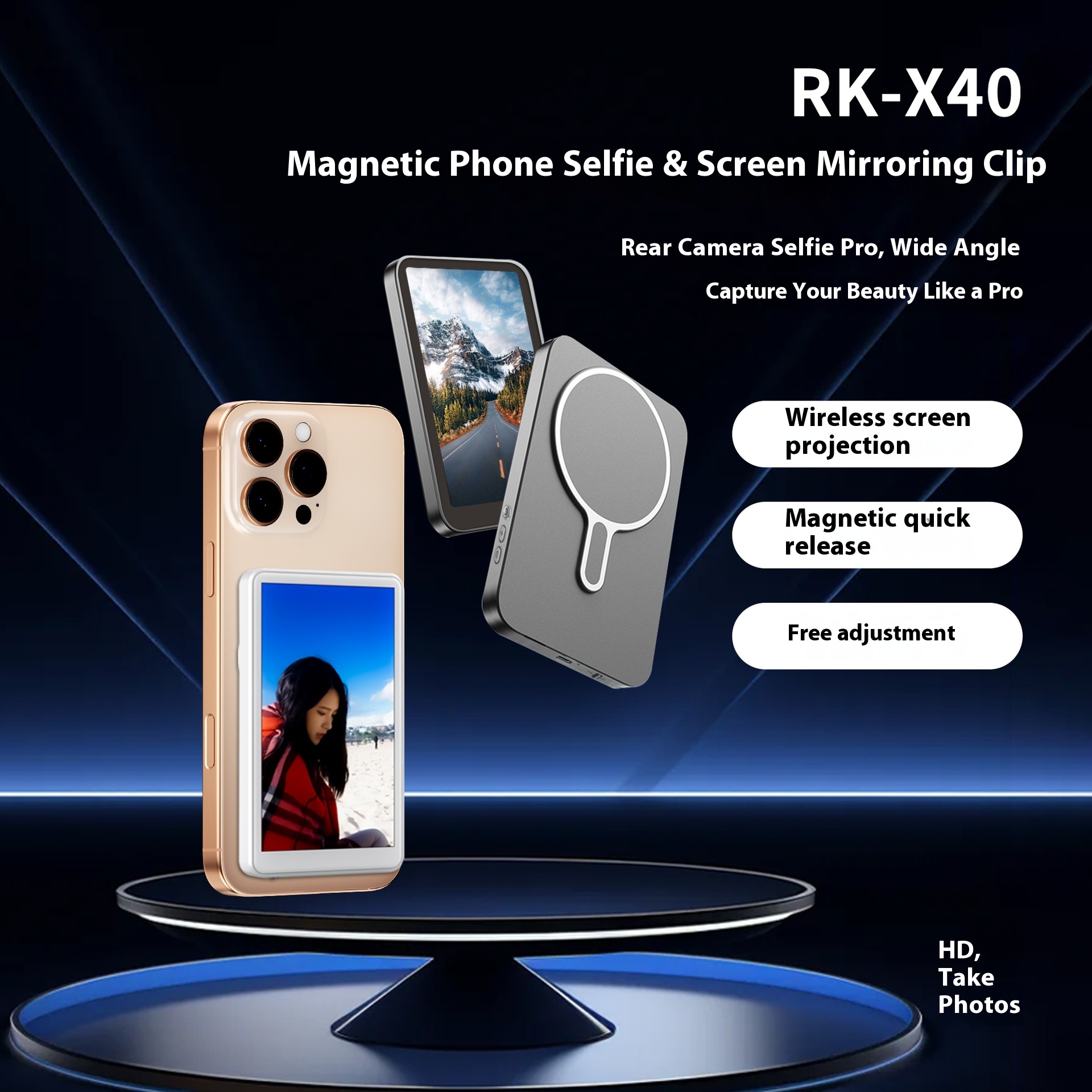 Mobile Phone Magnetic Self-timer With Screen Device Suitable For Self-timer Photography Monitoring Mobile Phone Wireless Magnetic Screen Rear