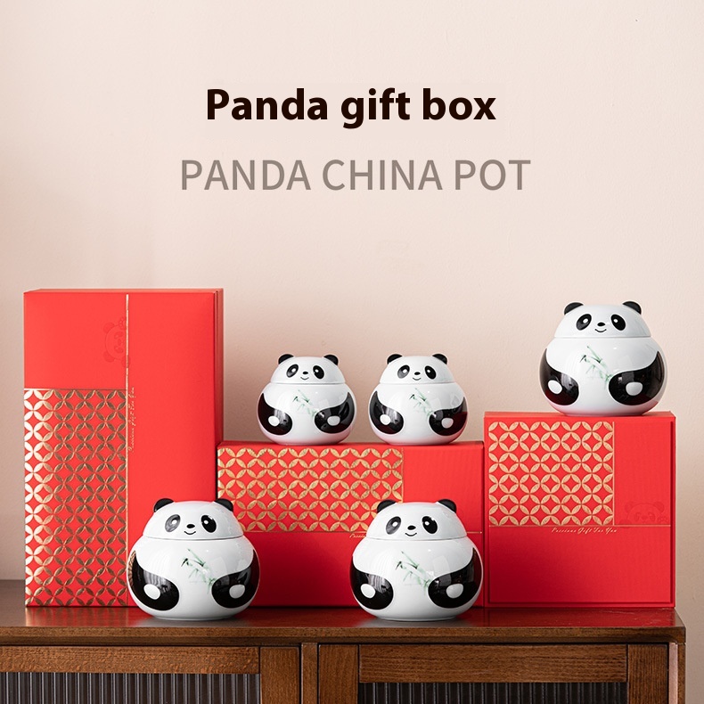 Cultural And Creative National Style Ceramic Panda Jar Tea Jar Ornaments Home Gifts Candy Sealed Jar Gift Box Foreigner Souvenir