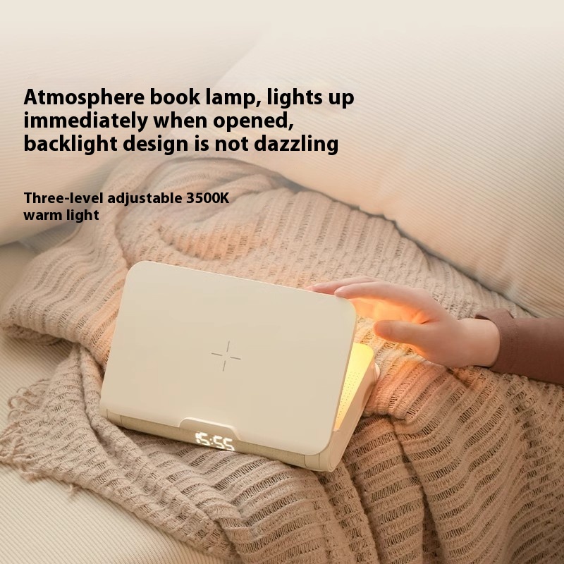 A Few Light Sleep Book Light Speaker Bluetooth Night Light Bedside Light Light Wake-up Alarm Clock Clock Mobile Phone Wireless Gift Charging
