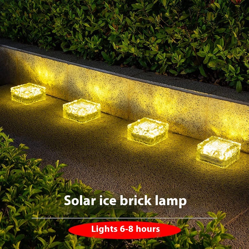 Solar Floor Tile Light Square Ice Cube Light Garden Decoration Lawn Light Waterproof Garden Underground Light Outdoor Landscape Light