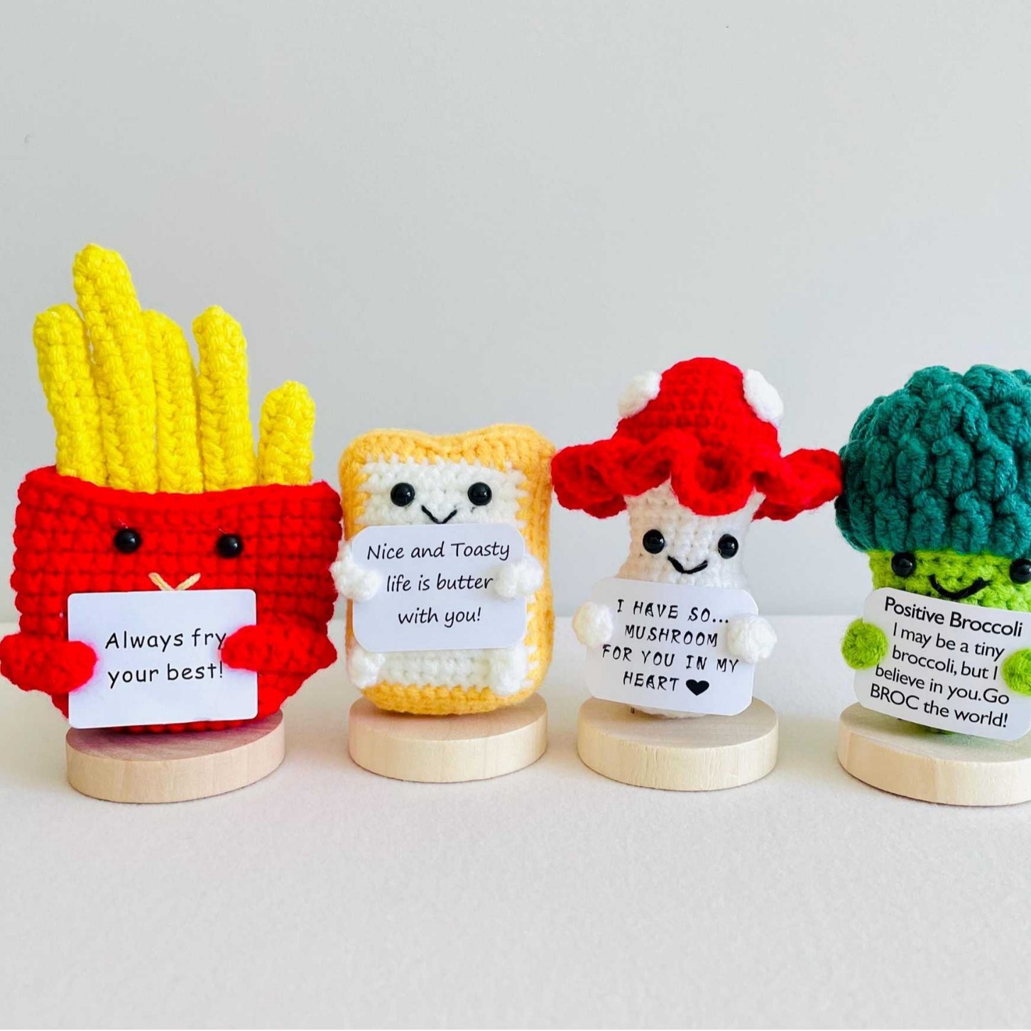 Explosions Cartoon Doll Holding Card Series Positive Energy Pure Handmade Crocheted Finished Pirational Decompression Wool Doll