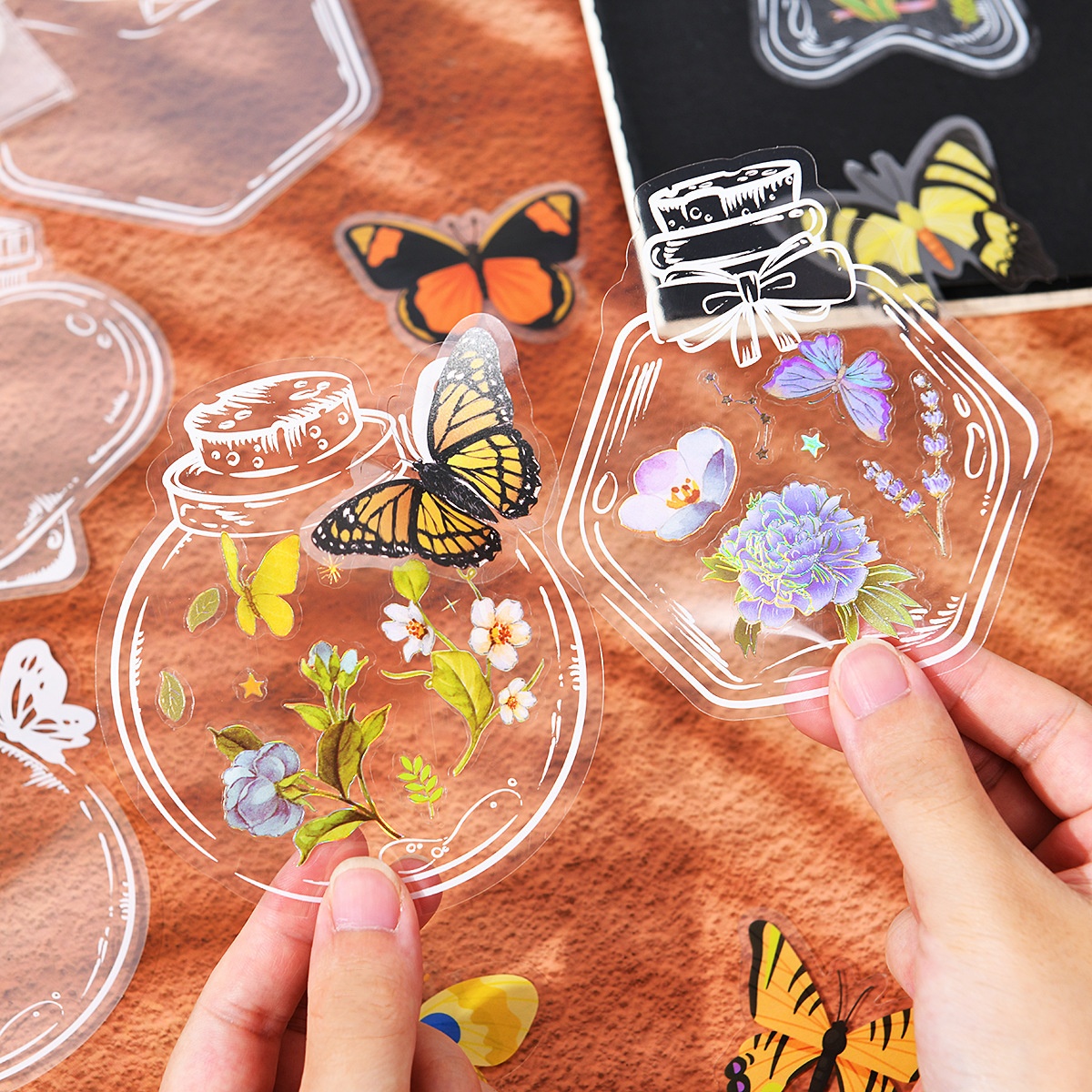 Spring In ABottle Handmade Diy Transparent Sticker Material Glass Bottle Sticker PETMaterial Sticker Handbook Sticker