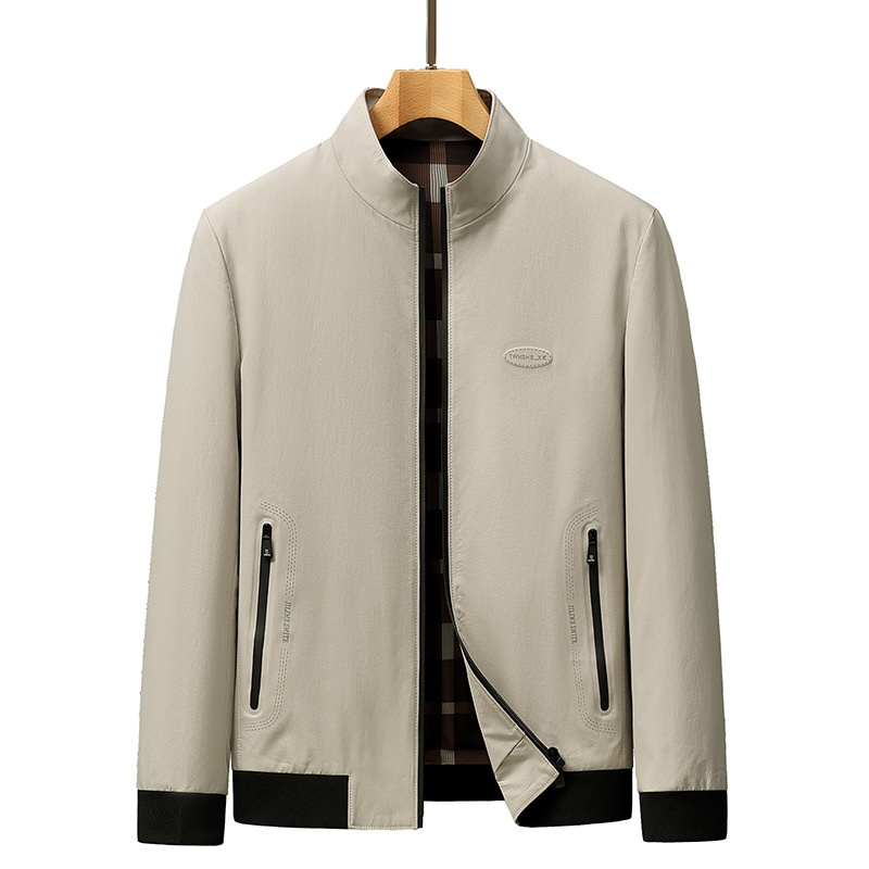 Spring And Autumn Men's Short Jacket With Vertical Collar For Middle-aged Fashionable All-match Simple Jacket For Men