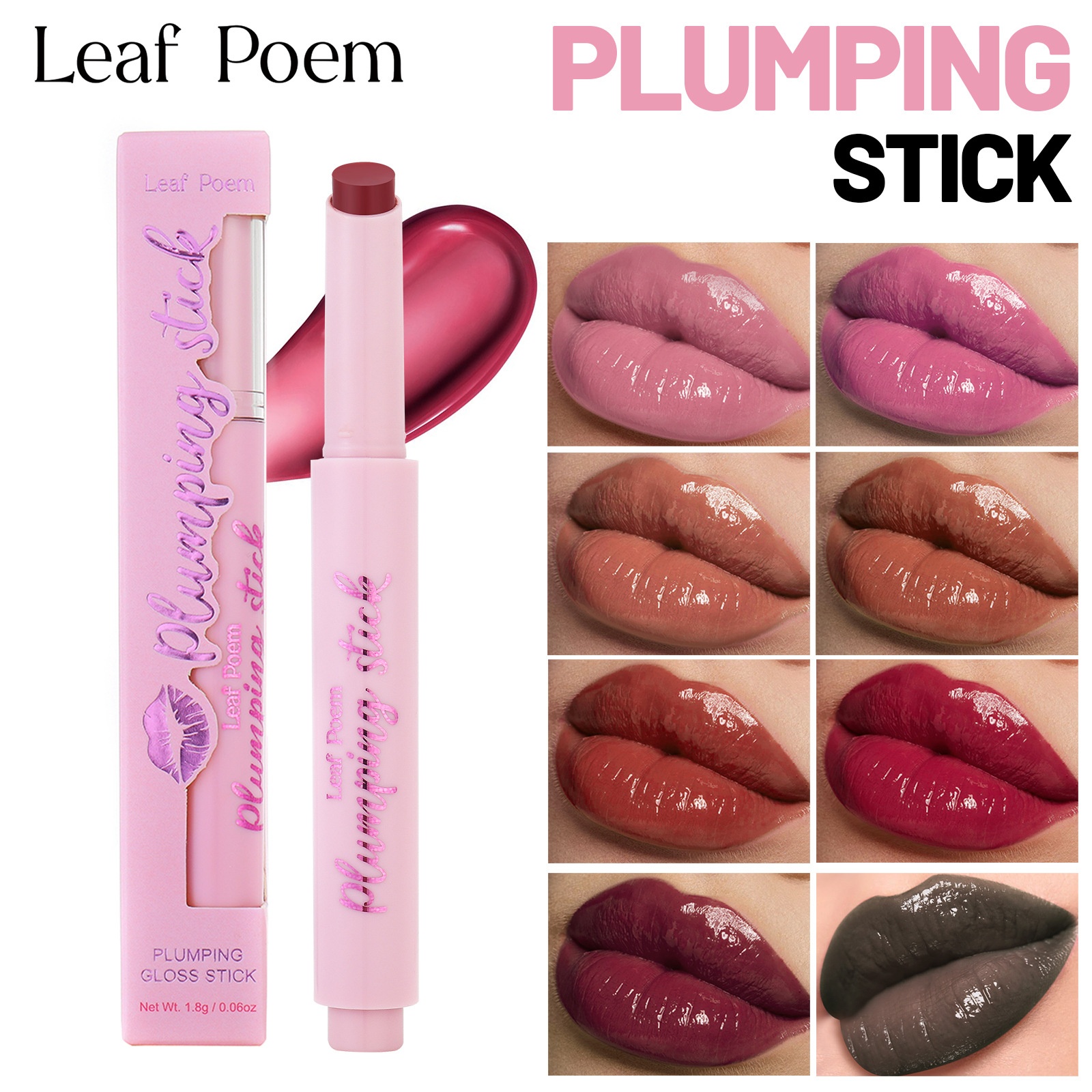 Lip Pressing Lipstick Mirror Water Lip 8 Color Lip Glaze LEAF P0EM Plump Doodle Lip Lipstick