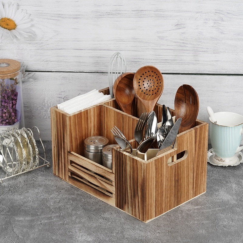 Japanese Style Uncovered Compartment Storage Box Creative Kitchen Tableware Storage Box Car Storage Storage