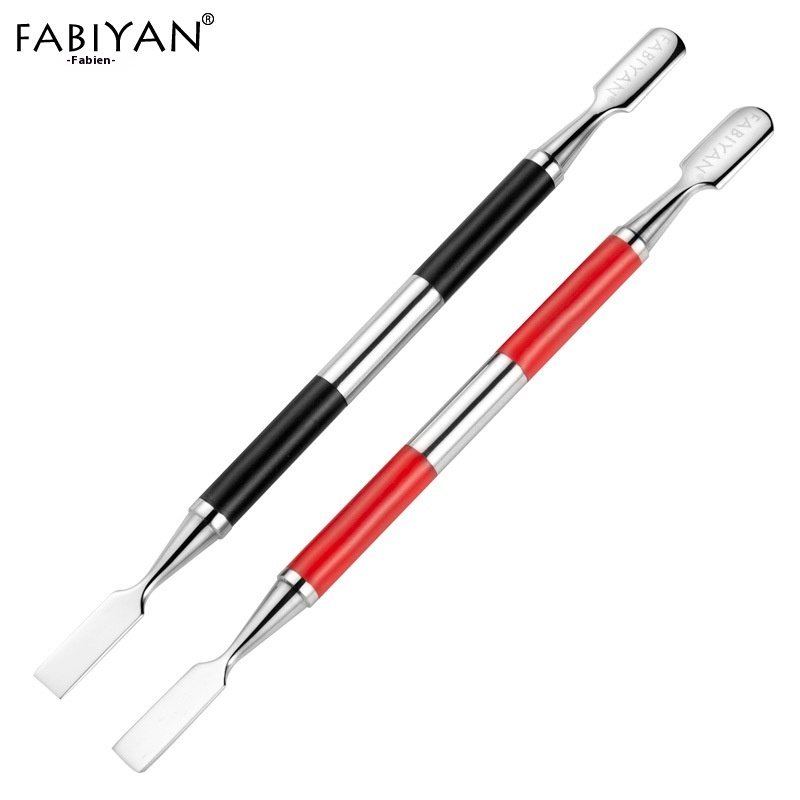 Double-headed Steel Nail Polish Remover,Stainless Steel Nail Polish Remover,Red And Black Silicone Non-slip Handle