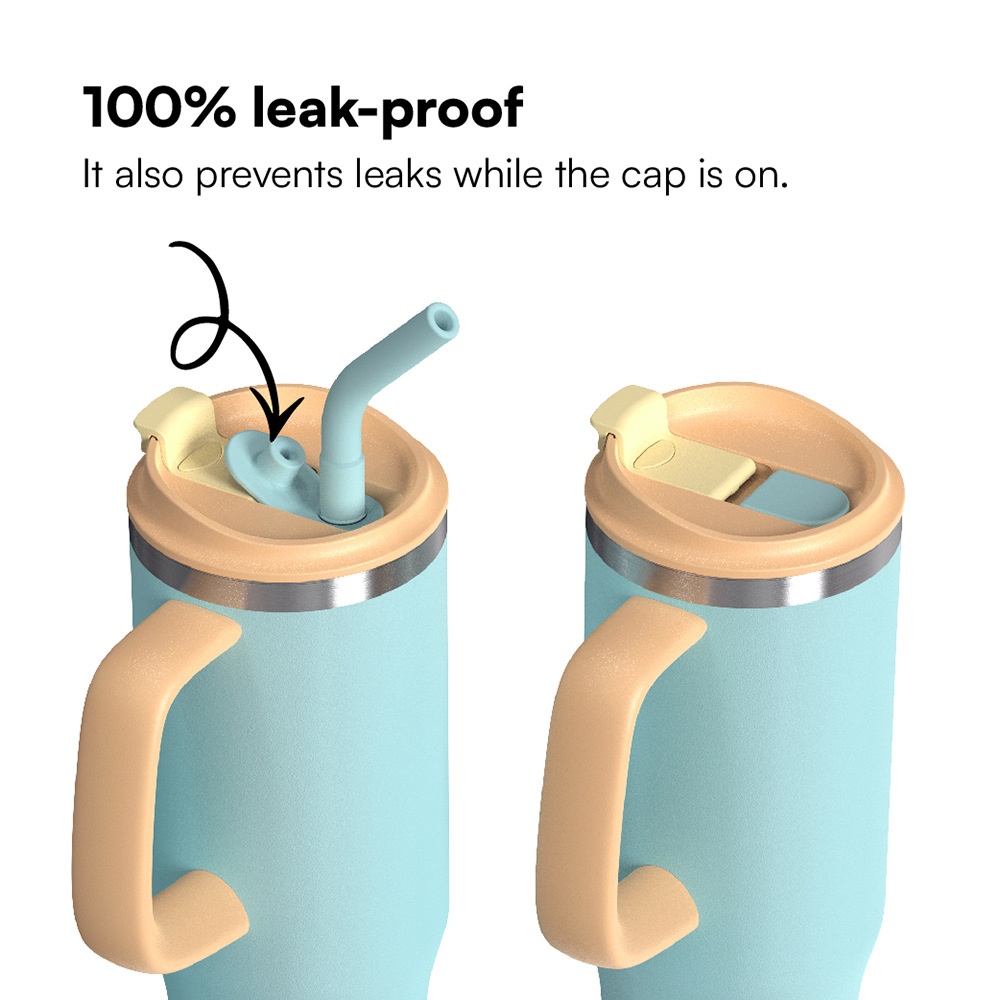 Ice Master Mug, 304 Stainless Steel Handle, Car And Portable Dual-Drink Mug With Straw, Ulated Mug