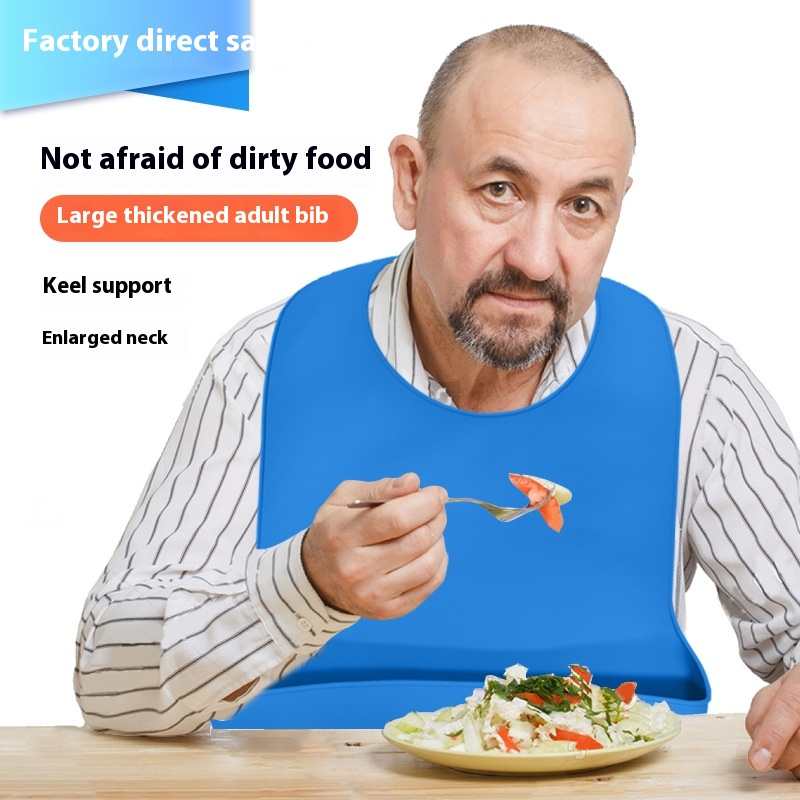 Extra Large Adult Bibs Adult Rice Pockets Middle-aged And Elderly Bibs Adult Saliva Pockets Elderly Large Silicone Waterproof