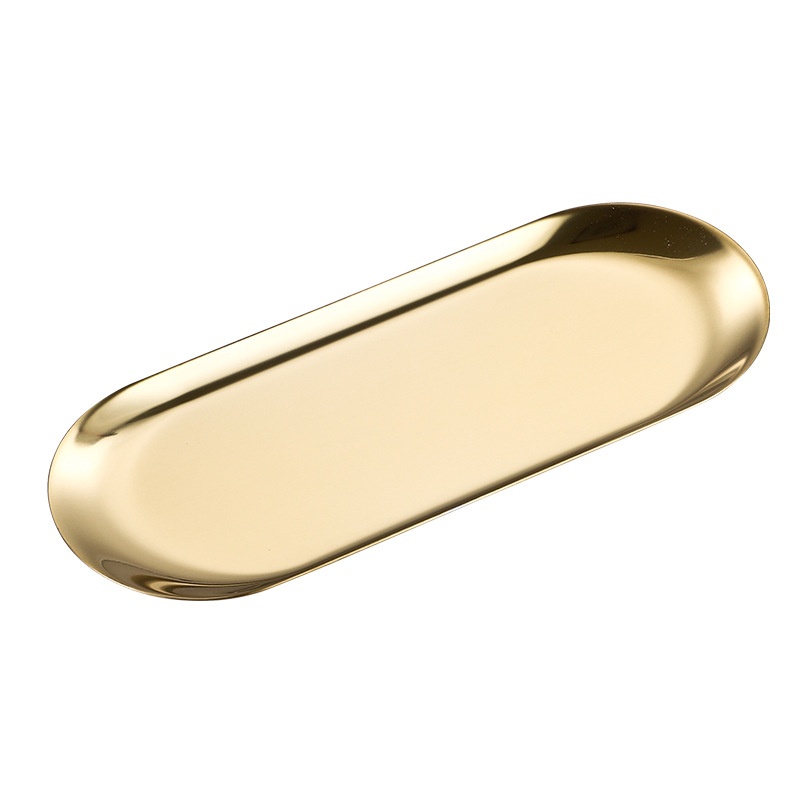 Oval Plate Stainless Steel Tray Gold Nordic Metal Storage Tray Towel Tray Snack Tray Candle Aromatherapy Tray - 4