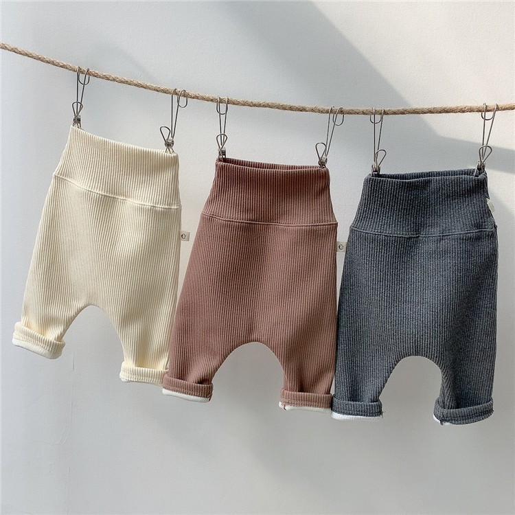 Children's Autumn And Winter Clothing, Infants And Young Children's All-in-one Velvet Leggings For Boys And Girls, High-waisted Pants For Babies, Thickened Warm Trousers