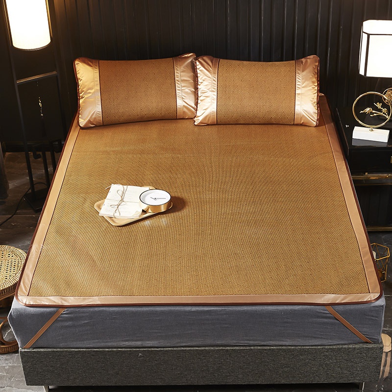 Double-sided Cool Mat Rattan Mat Summer Dormitory Single Ice Silk Mat Double Folding0.6/0.9/1.2/1.5/1.8m