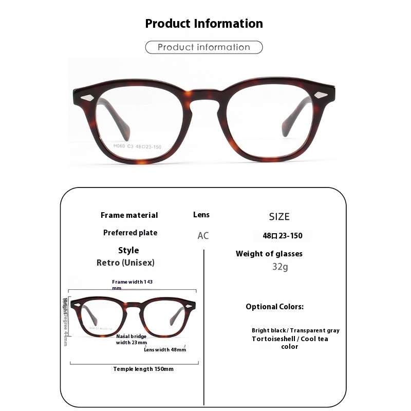 Classic Retro Japanese Handmade Plate Hawksbill Color Men And Women All-match Optical Mirror TVR 504 Frame Glasses