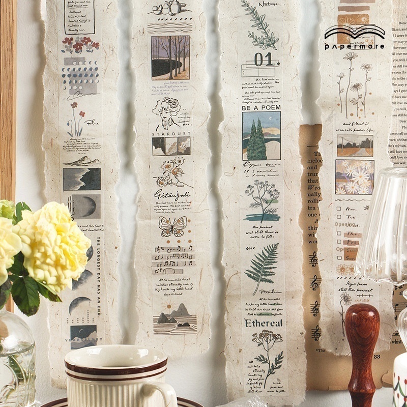Paper More Japanese Paper Long Tape Collection Series Plant Notebook DIYDecorative Stickers4 Models