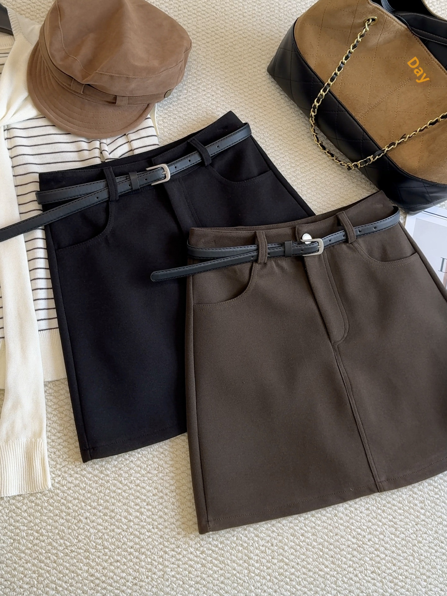 Autumn/Winter Anti-Exposure A-line Wool Skirt For Women, Size 25, High-waisted, Hip-covering, Slimming, Bodycon Suit Skirt