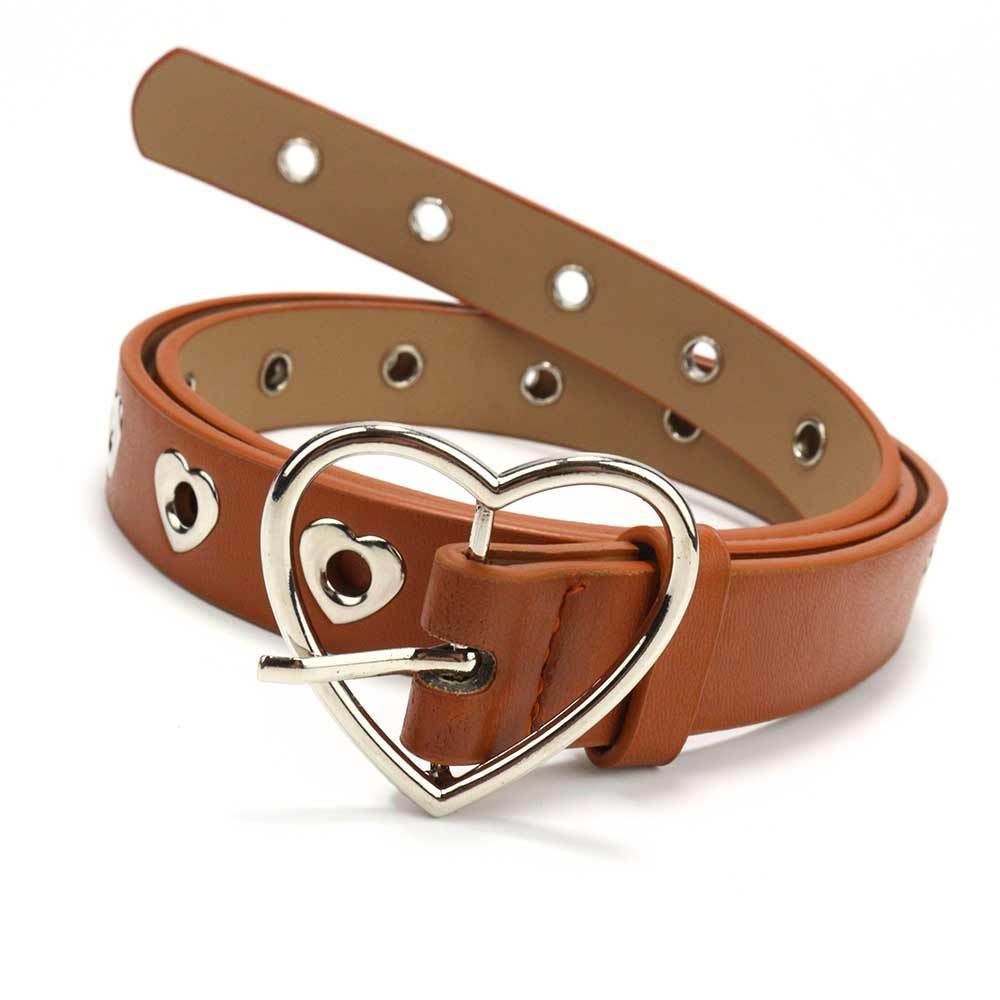 Punk-Style Heart-Shaped Hollow Out Belt-Decorative Eyelet Design,Perfect For Pairing With Jeans,European And American Fashion